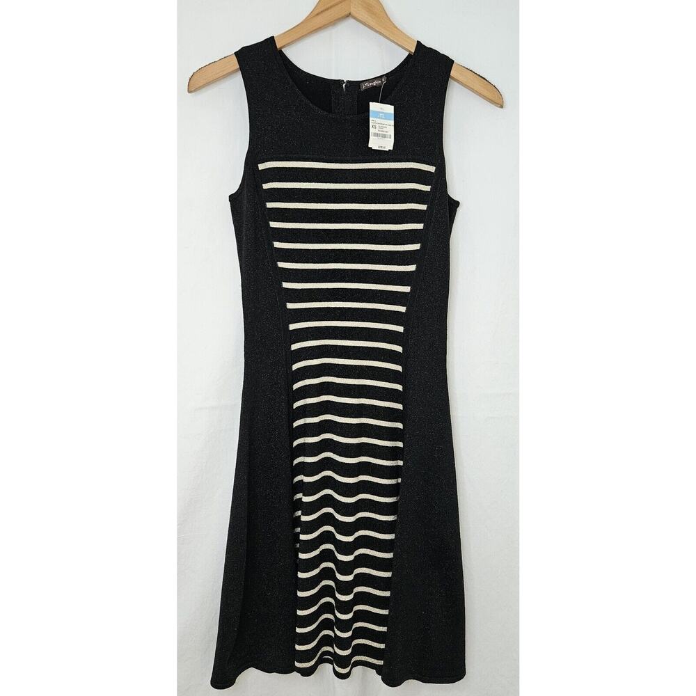 J.McLaughlin Emilie Dress Womens XS Sleeveless Knit Black/Gold Metallic Tank‎